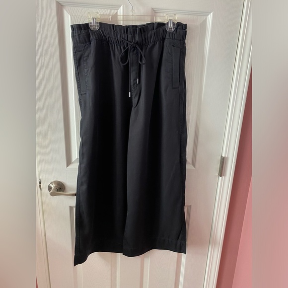 NWT Loft Black Cropped Wide Leg Lightweight Pull On  Pants Size M #1519 - Picture 2 of 13